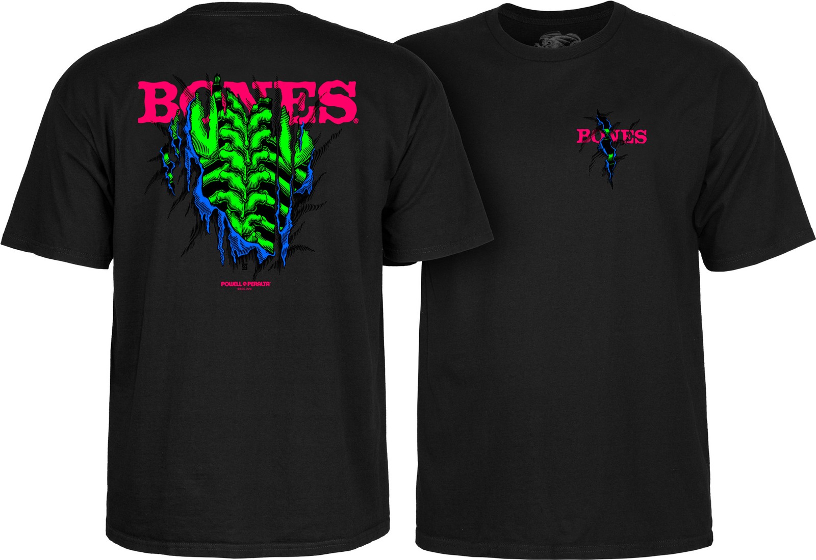 Powell Peralta SHRED Skateboard T Shirt BLACK w/BLACKLIGHT Graphic