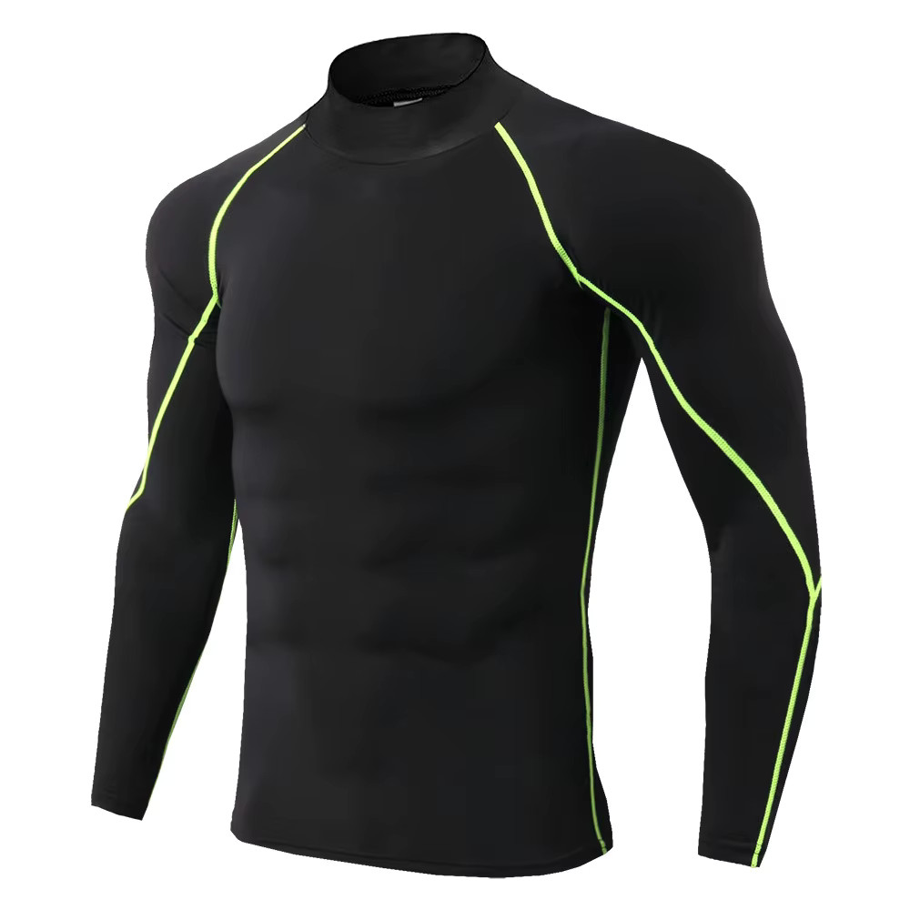 Men T-shirt Quick Dry Bodybuilding Running Shirt Long Sleeve Compression Top Gym