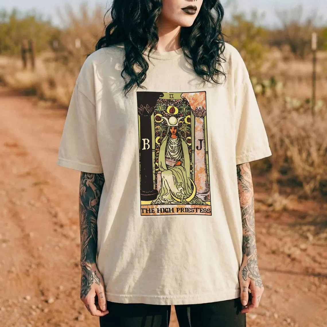 The High Priestess Tarot Shirt, Tarot Card T-Shirt, Witchy Graphic Tee,