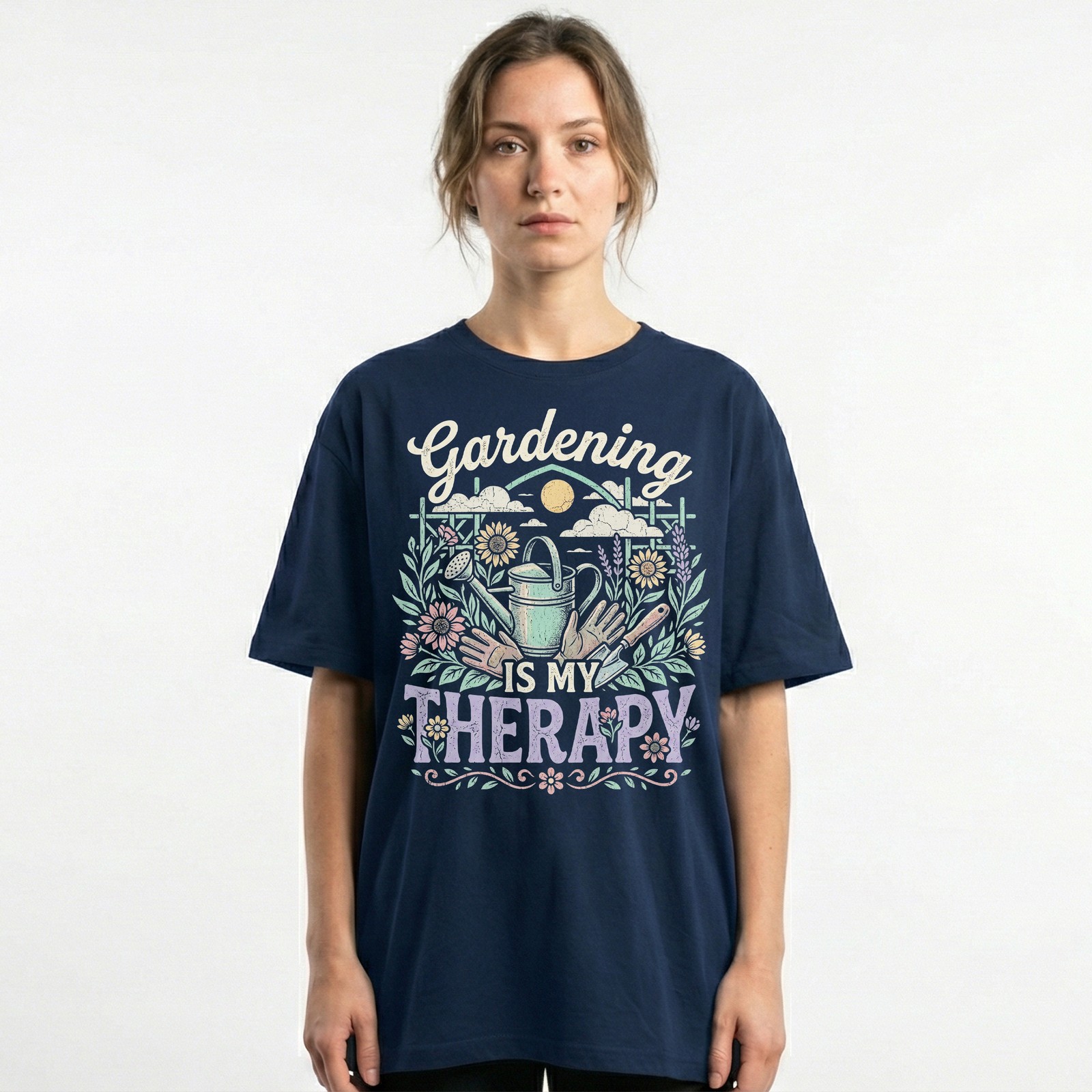 Gardening is My Therapy T-Shirt Floral Gardener Tee