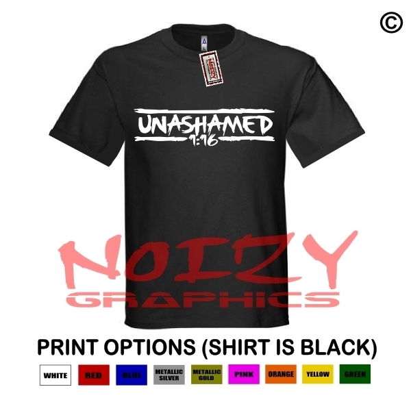 Unashamed #13 Romans 116 Shirt Black Christian Religious Clique Hip Hop Jesus