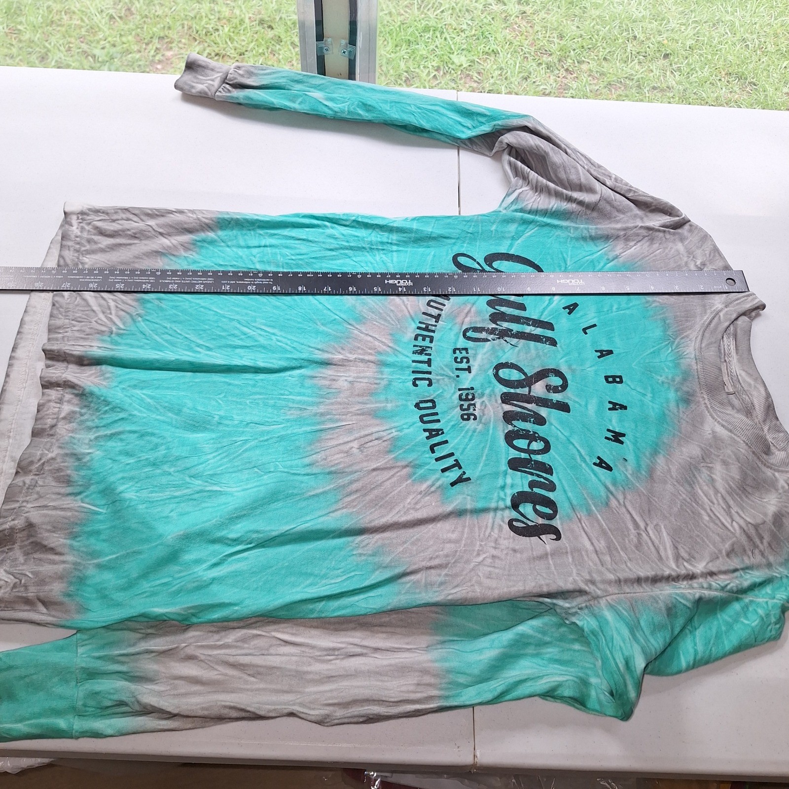 Comfort Colors Gulf Shores Alabama Tie Dye Long Sleeve T-Shirt Teal Grey Small