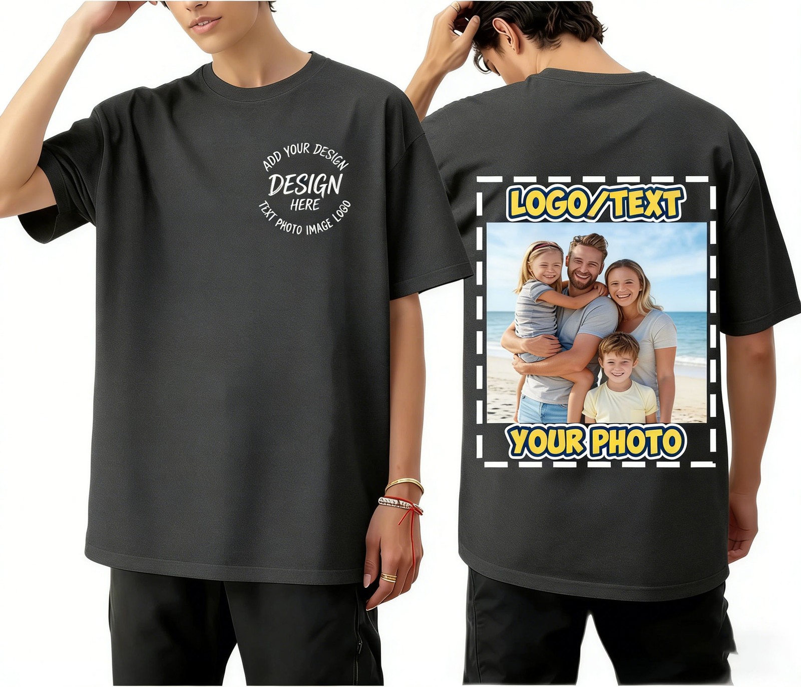 Couple Anniversary Gift Custom Name and Date 100% Cotton T-Shirt