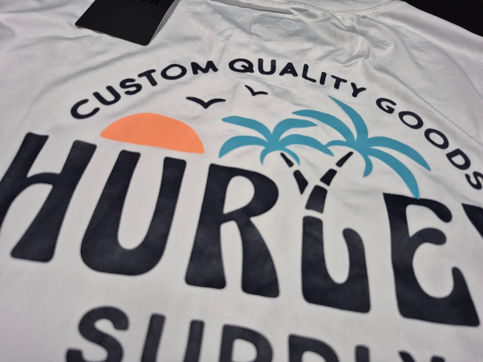 Hurley Mens Double Palm LS Polyester Summer Sunshirt White SZ Medium