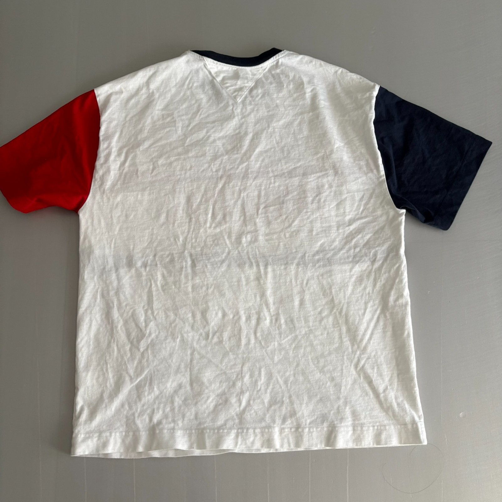 Tommy Jeans Oversized Fit Color Block T-Shirt L Flag Logo Embroidered VTG 90 80