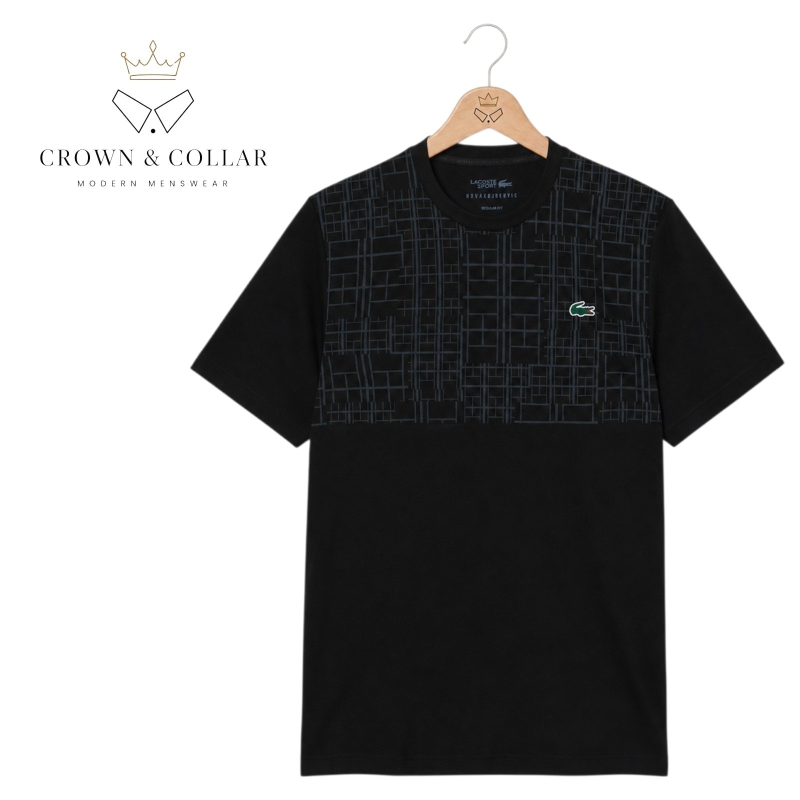 Lacoste x Novak Djokovic Men’s Regular Fit Black Sport Tee Size Medium