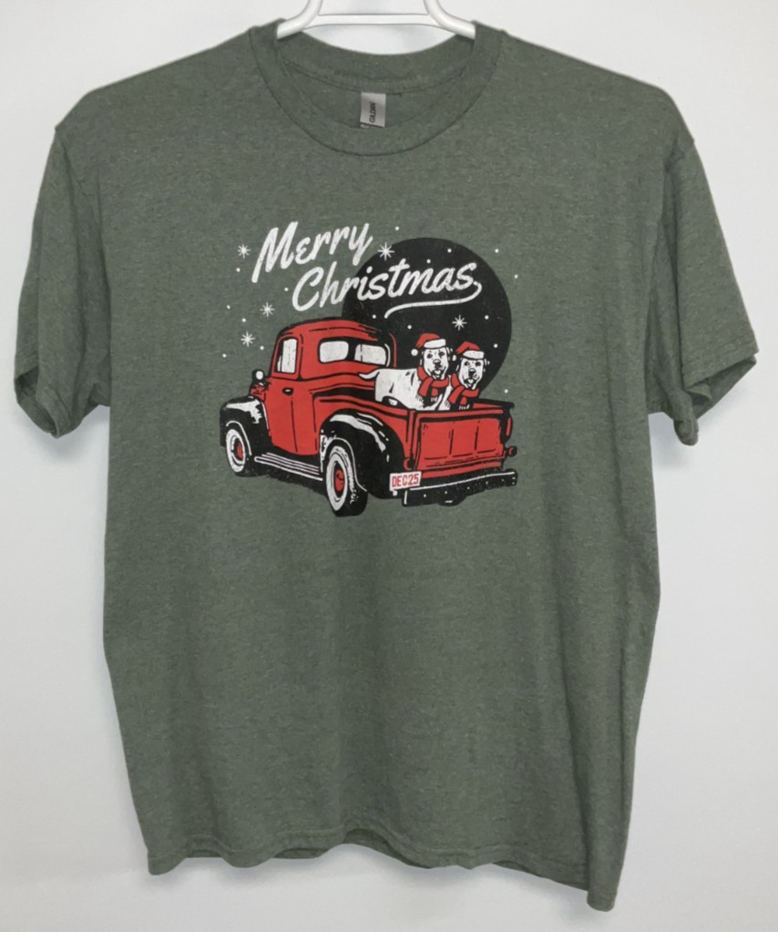 Merry Christmas Short Sleeve T-Shirt Men’s Large Green