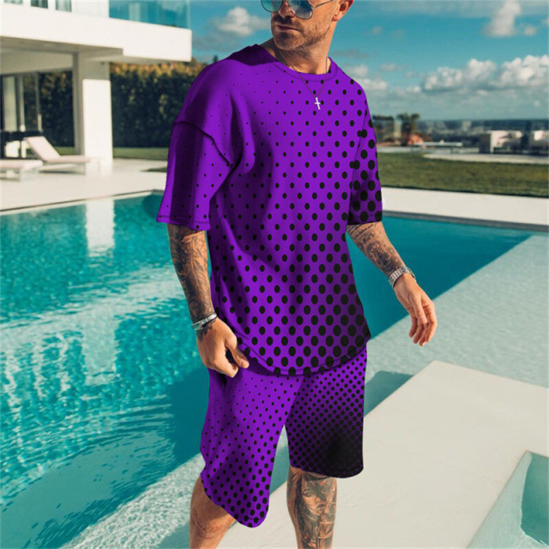Summer Men’s Outfit 2-Piece Set Short Sleeve T-Shirts and Shorts Sweatsuit Set