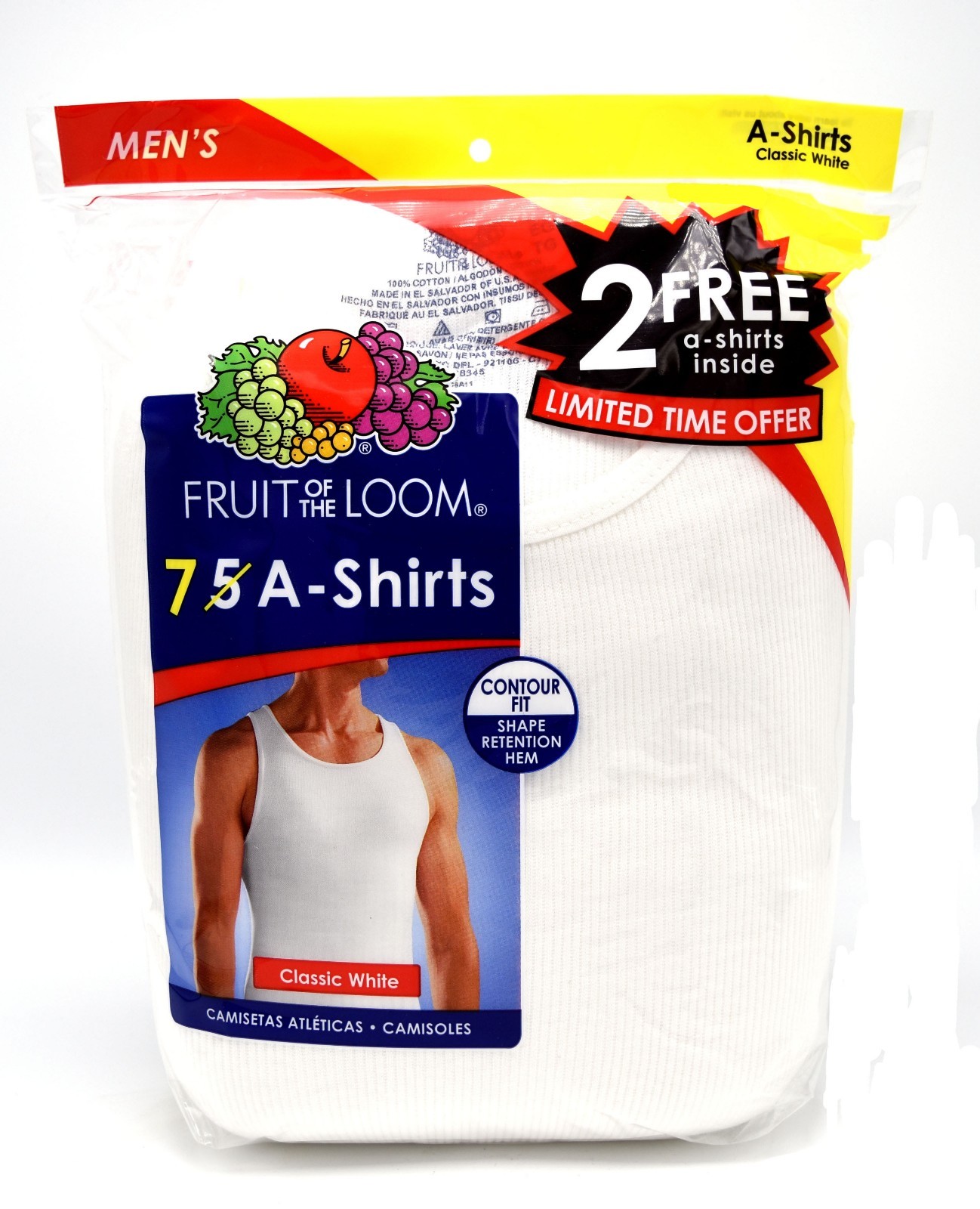 7 White Small S 34-36 Inch A-Shirt Tanks Fruit Of The Loom C/P 86-91 CM