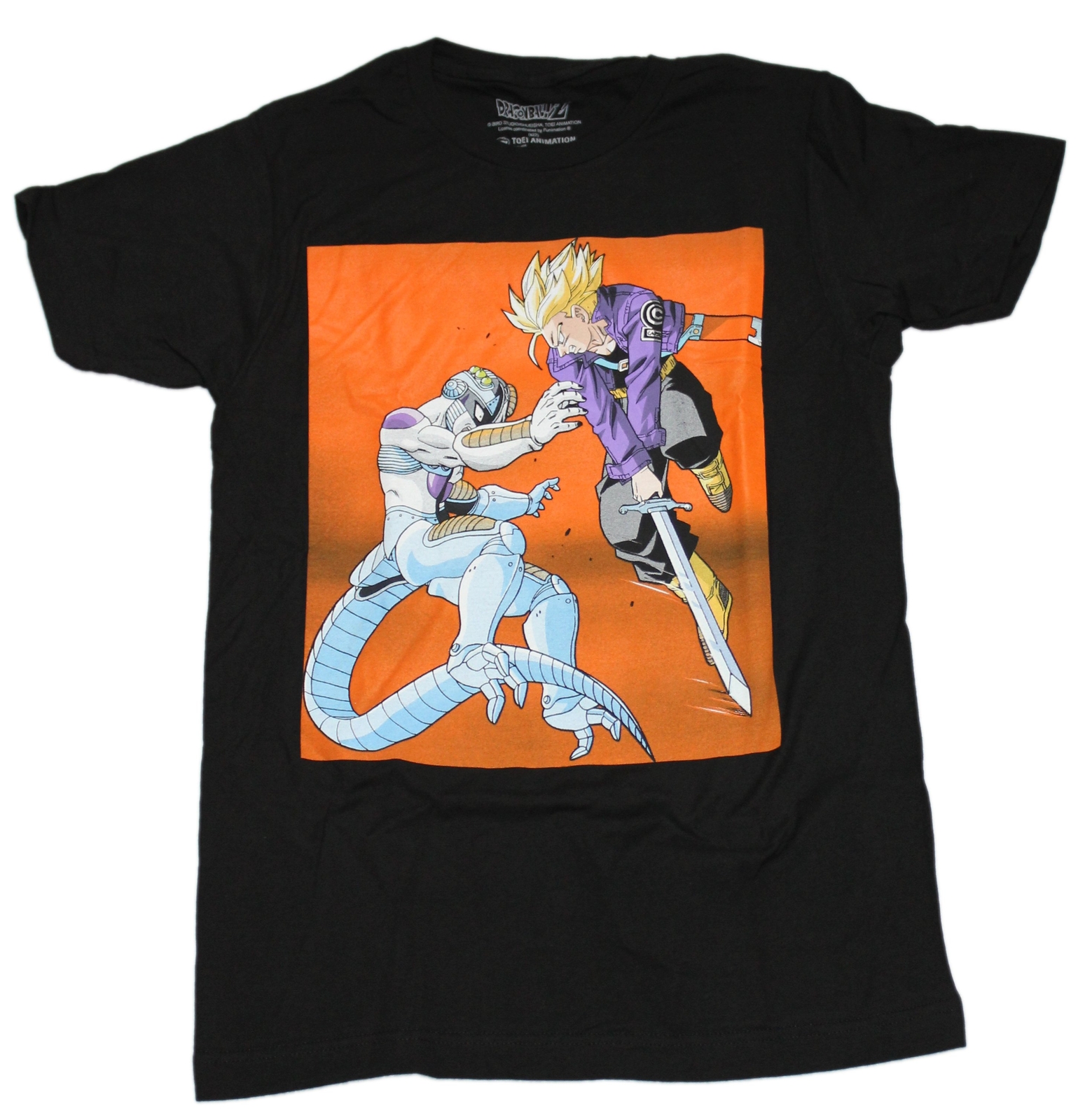 Dragon Ball Z New Adult T-Shirt – Trunks Frieza Orange Box Battle