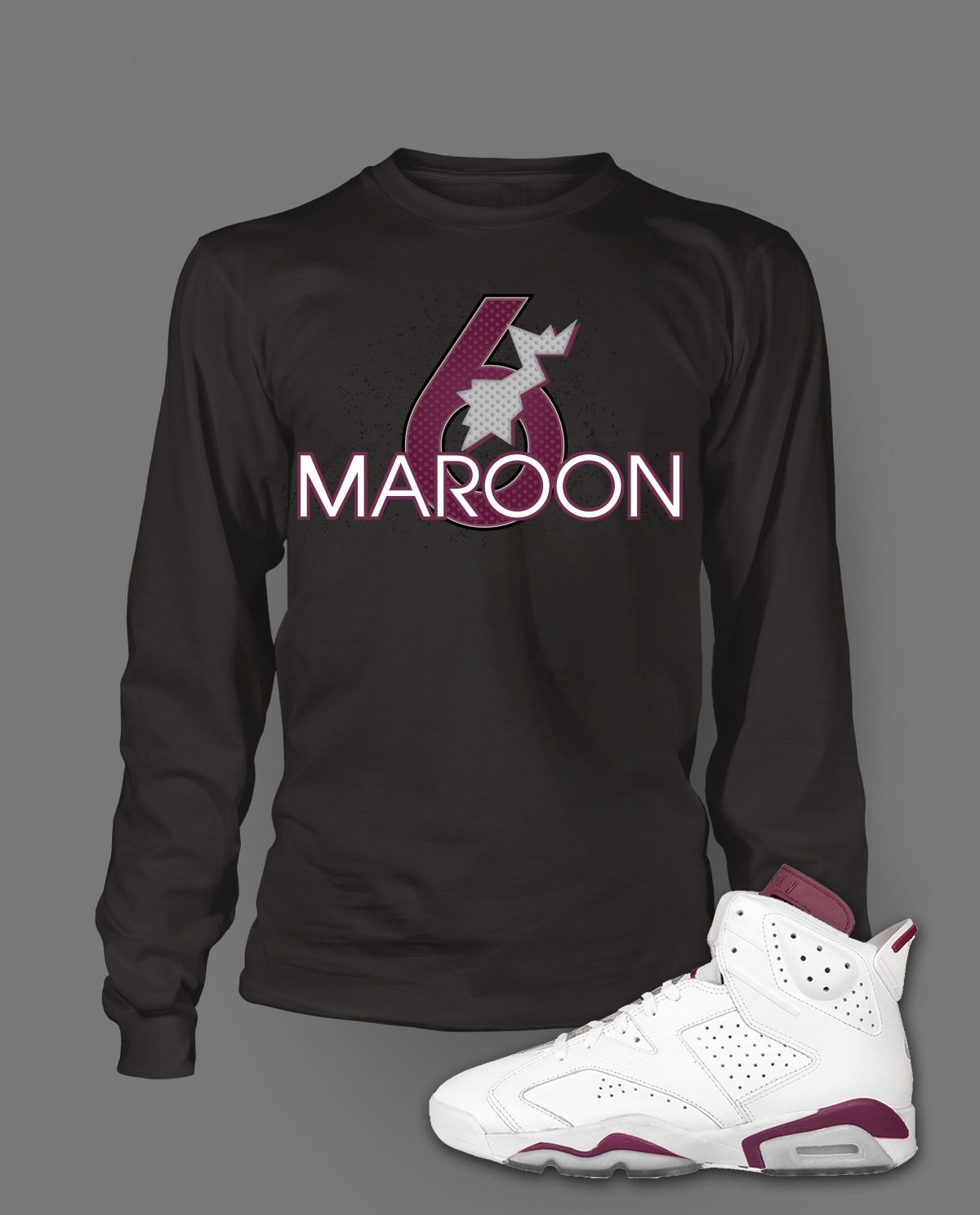 Graphic Sneaker Tee Shirt to Complement Maroon J6 Shoe Big Tall SM Hip T