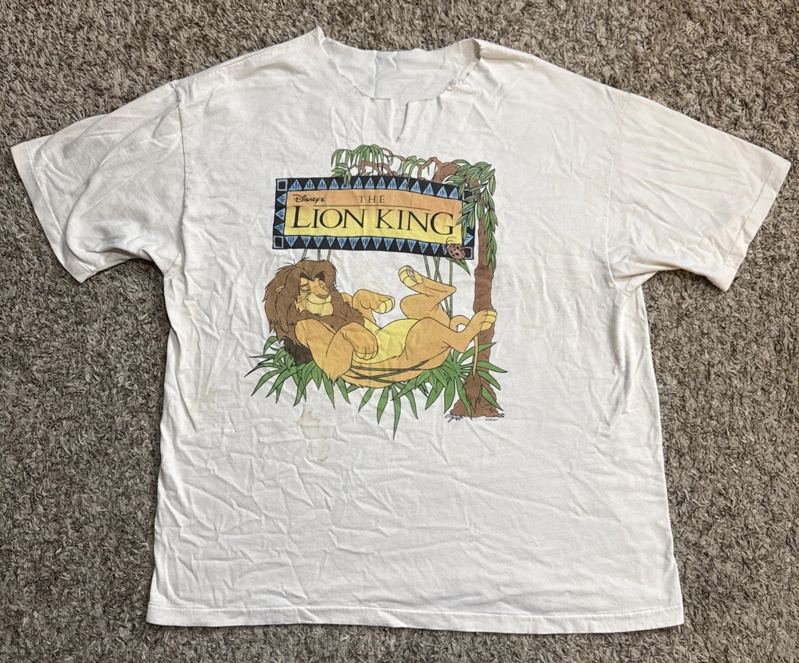 Vintage 90s Disney The Lion King Promo Simba T-shirt Single Stitch Sz XL Chopped