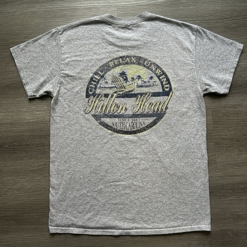 Vintage distressed Hilton Head South Carolina Heather Gray Crewneck T-Shirt – S