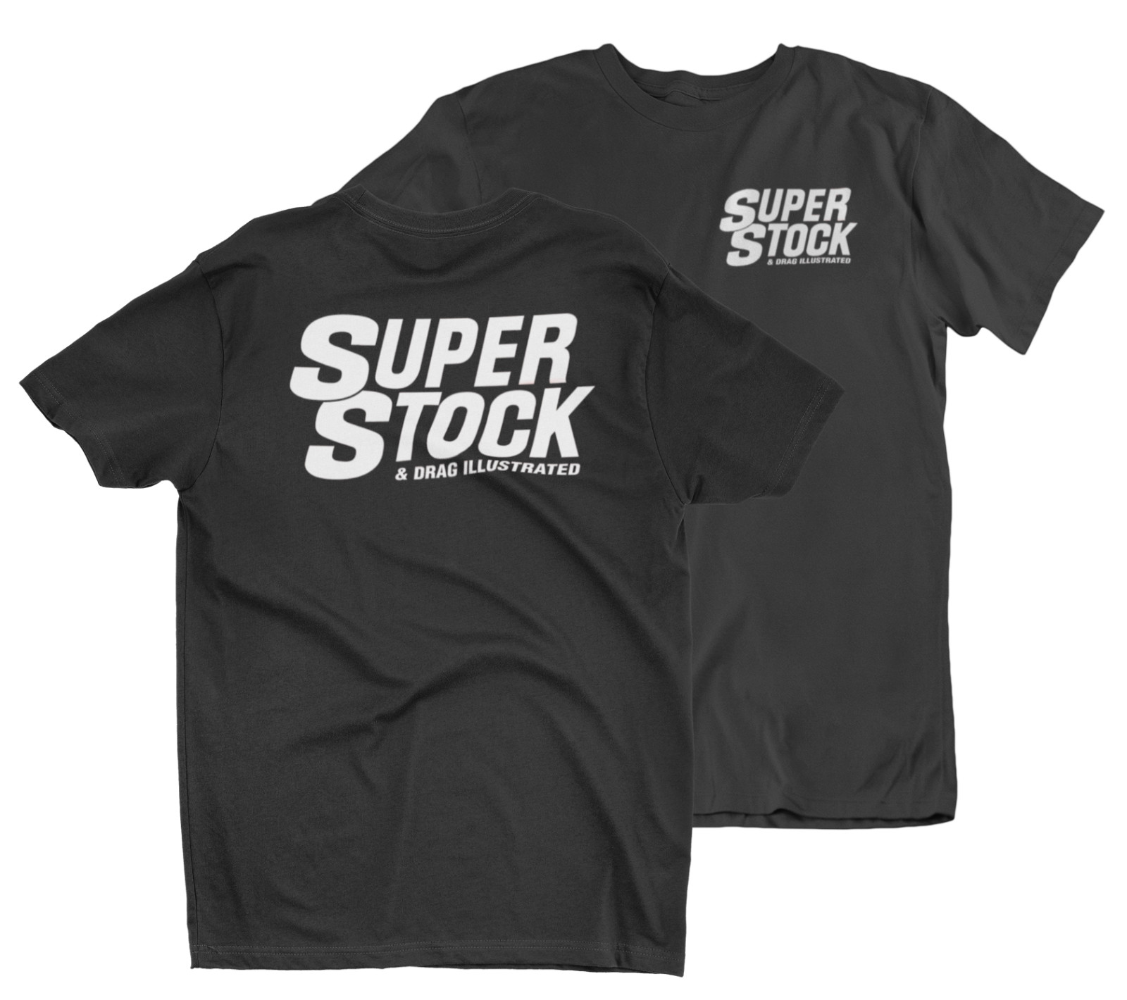 SUPER STOCK & DRAG ILLUSTRATED BLACK TALL T-SHIRT TEE DRAG RACING HOT ROD