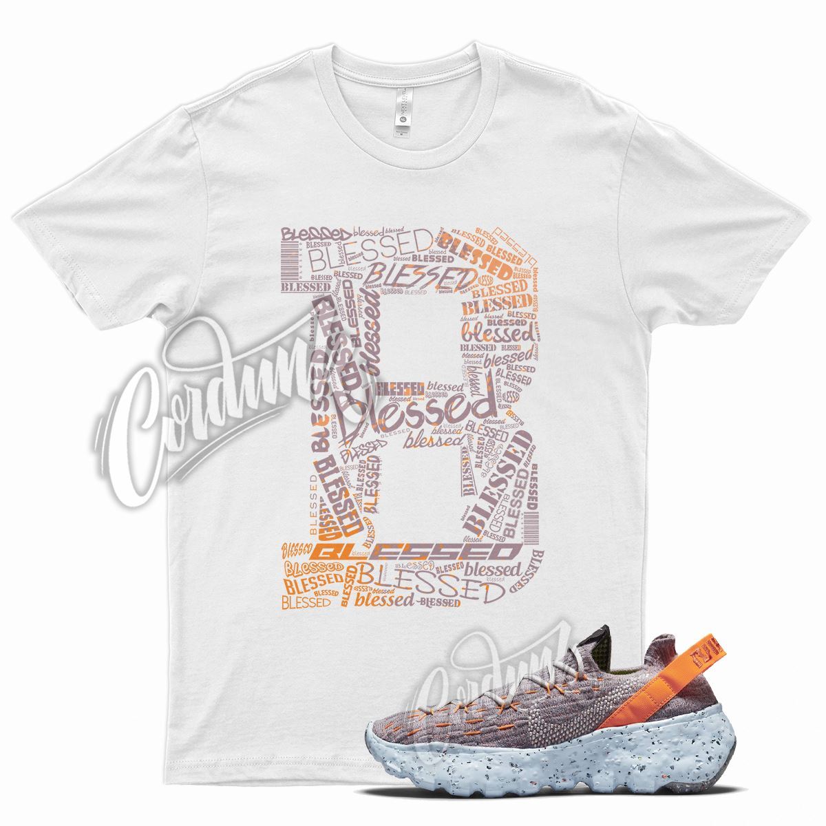 White BLESSED T Shirt for N Space Hippie 04 Multi Total Orange Photon Dust