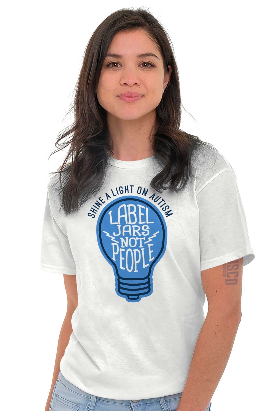 Shine A Light Autism Awareness Autistic Walk Womens or Mens Crewneck T Shirt Tee