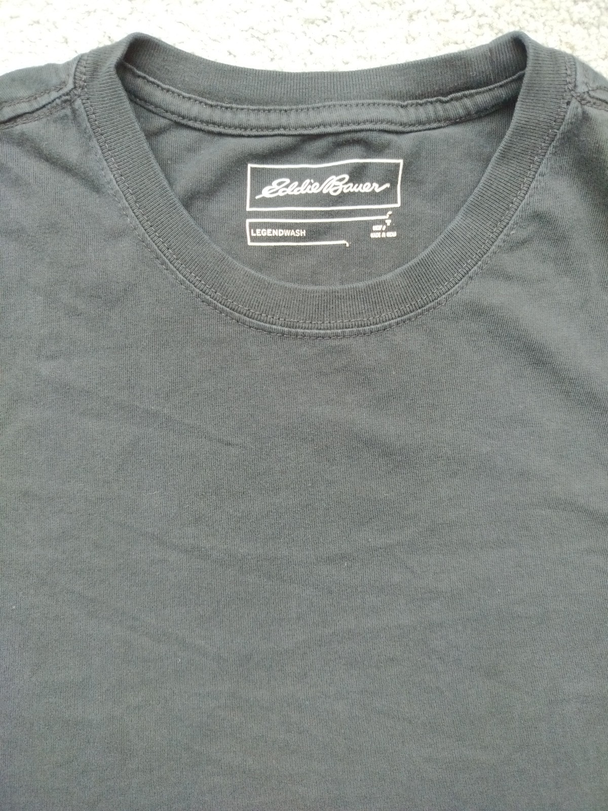 Eddie Bauer Mens Legend Wash Black 100% Cotton T-shirt Pit 23″ Length 29.5″