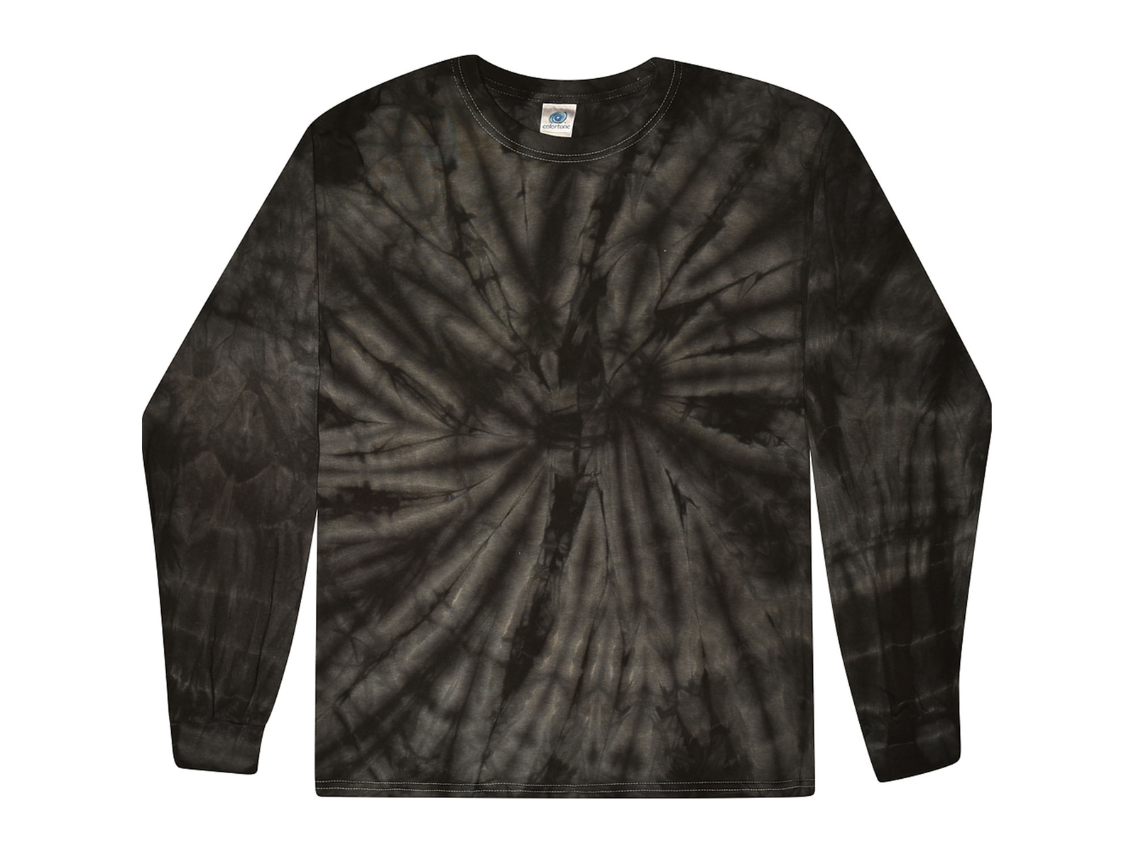 Black Long Sleeve Tie Dye T-Shirt Adult & Kids 100% Pre-Shrunk Cotton Colortone