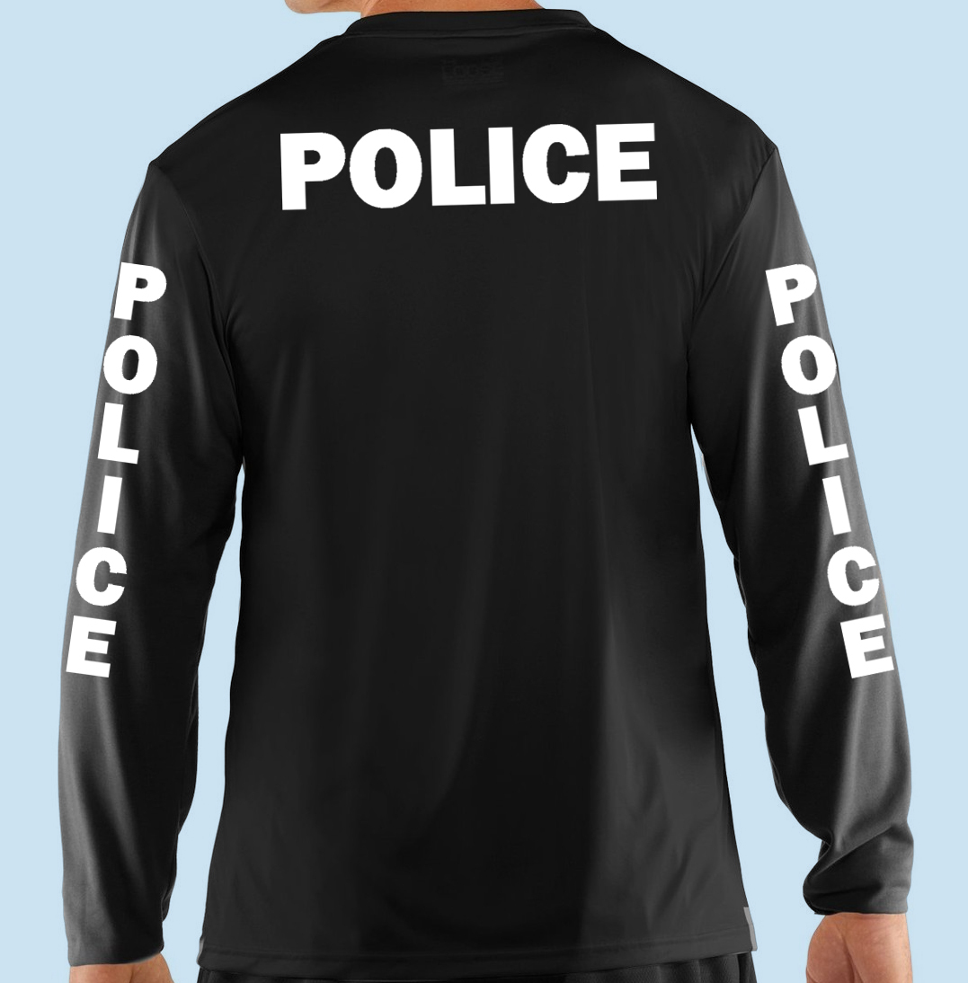 Police, Long Sleeve T-Shirt, Business, Professional, Safety 100% Cotton, Black