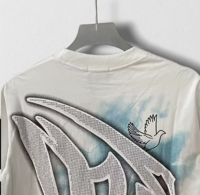 Mixed Emotion “Dove” Rhinestones Tee ‘White’ Streetwear Men’s T-Shirt Small-XL