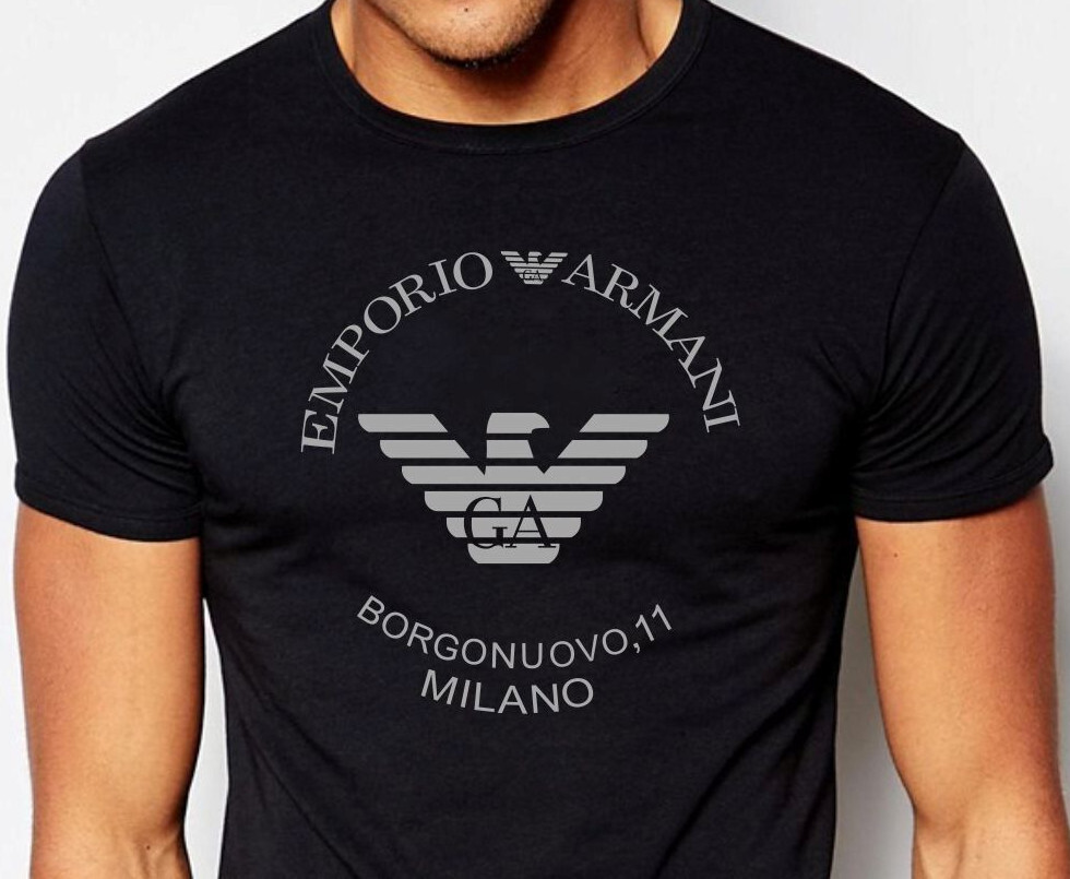 Emporio Armani Black Men’s Cotton T-Shirt, Borgonuovo’11,Size M*L*XL*XXL,3XL