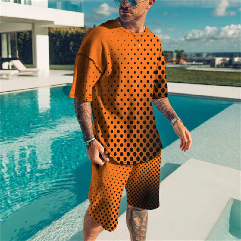 Summer Men’s Outfit 2-Piece Set Short Sleeve T-Shirts and Shorts Sweatsuit Set