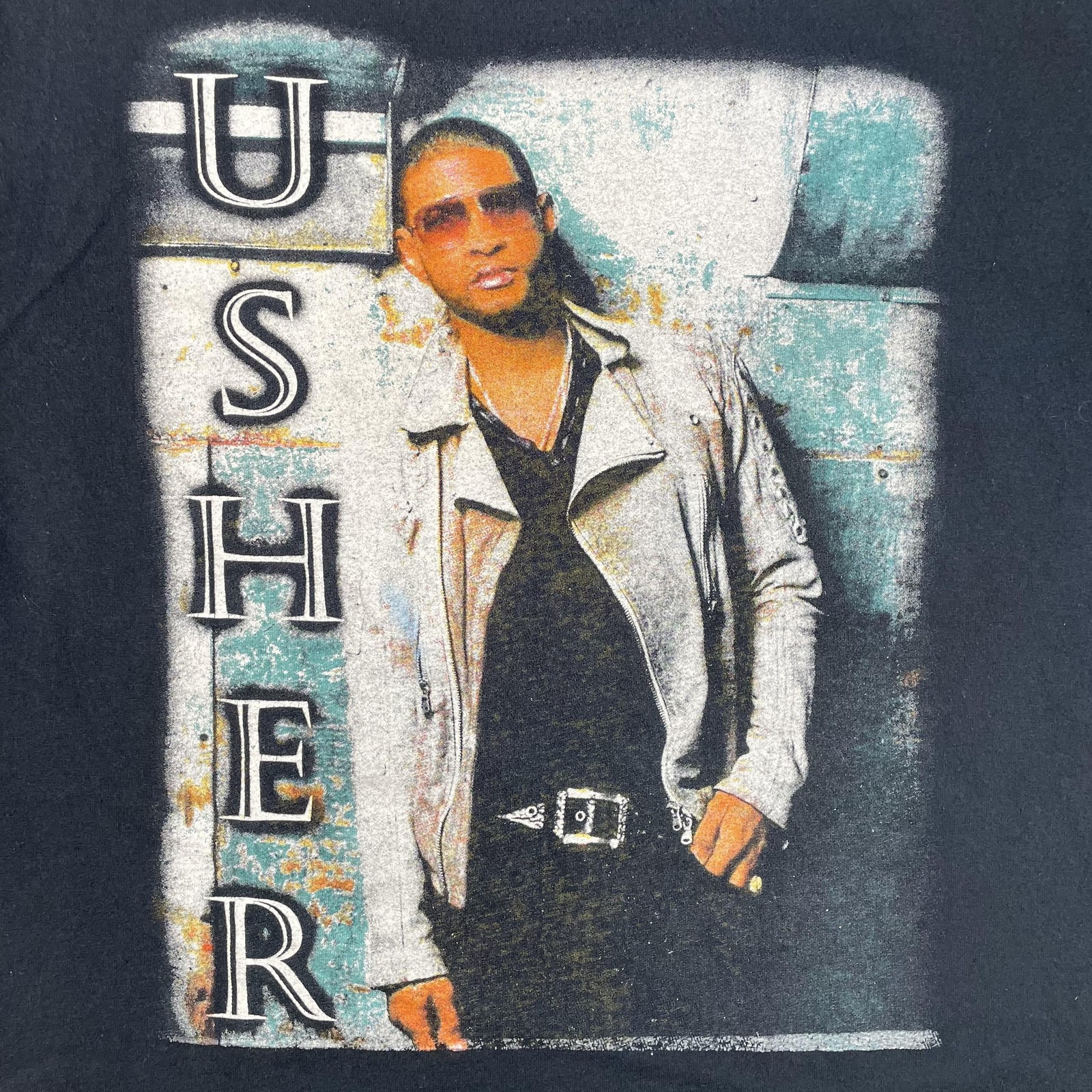 Usher Shirt Mens Large Black 2010 OMG Tour Concert Rap Tee R&B Double Sided