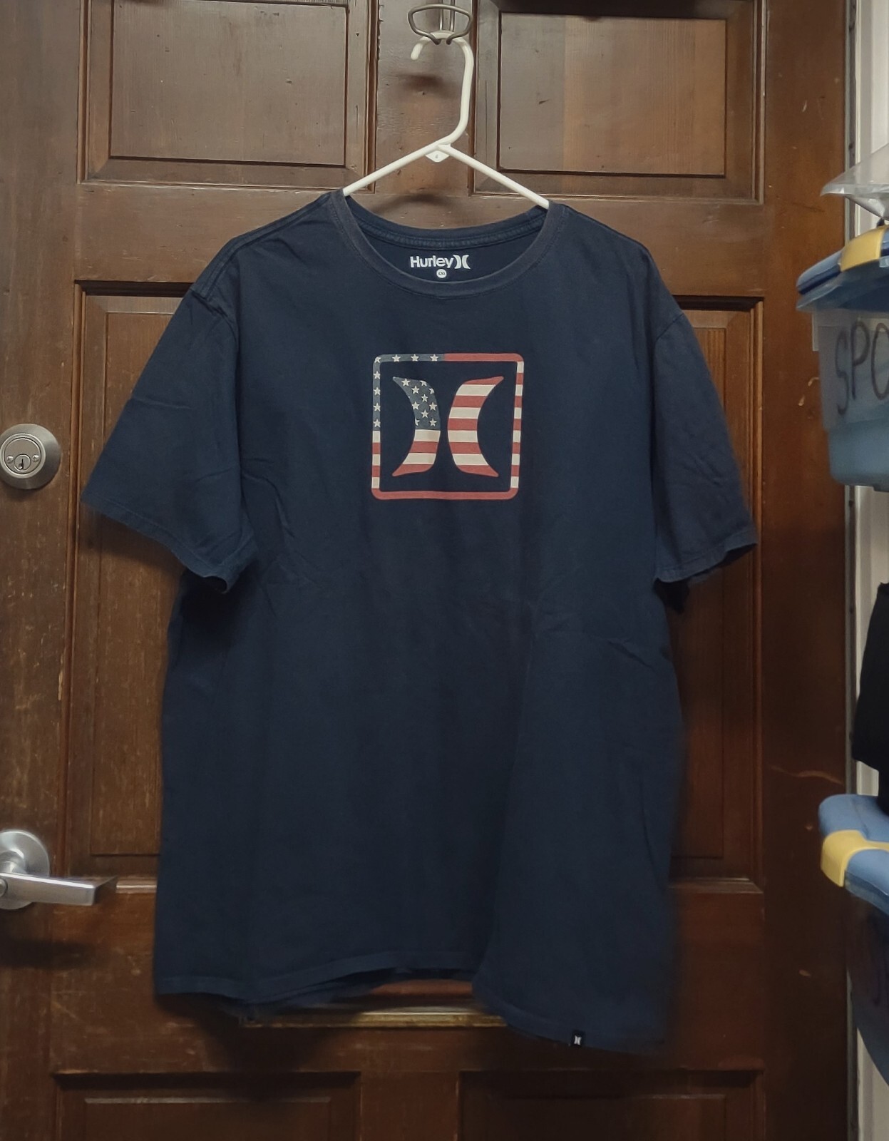 Hurley Navy Blue T-Shirt Red White Blue Patriotic Logo Men’s Size XXL 2XL