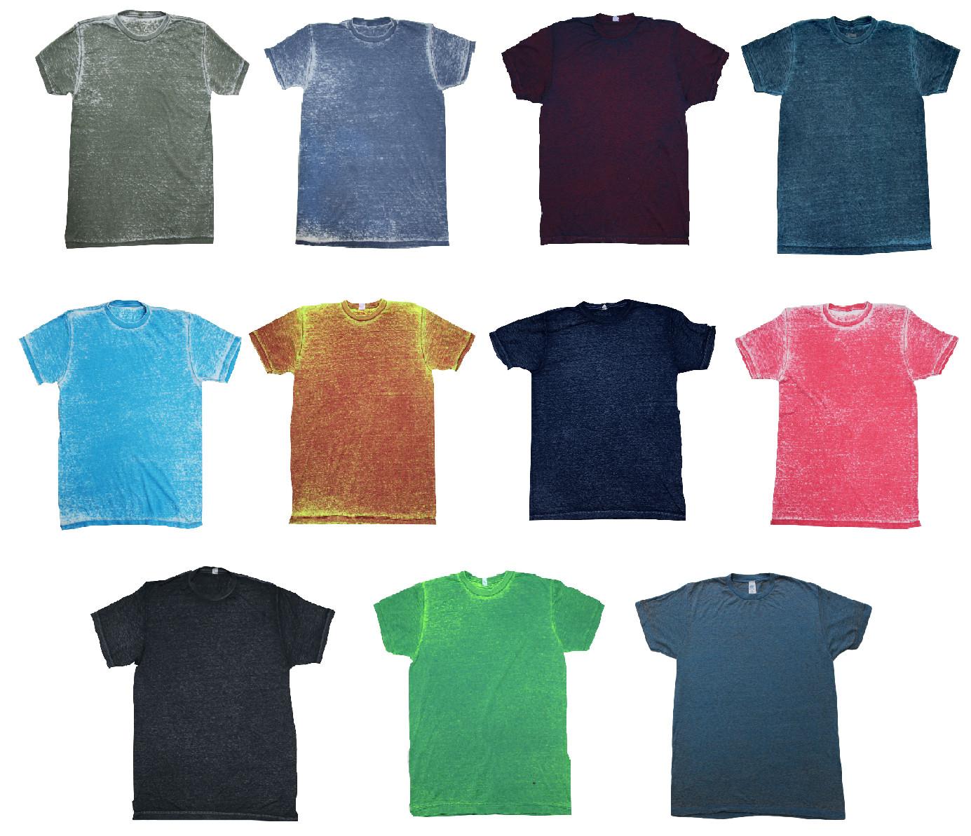 Multicolor Acid Wash T-shirts Adult S – 3XL Short Sleeve 60/40 Cotton/Polyester
