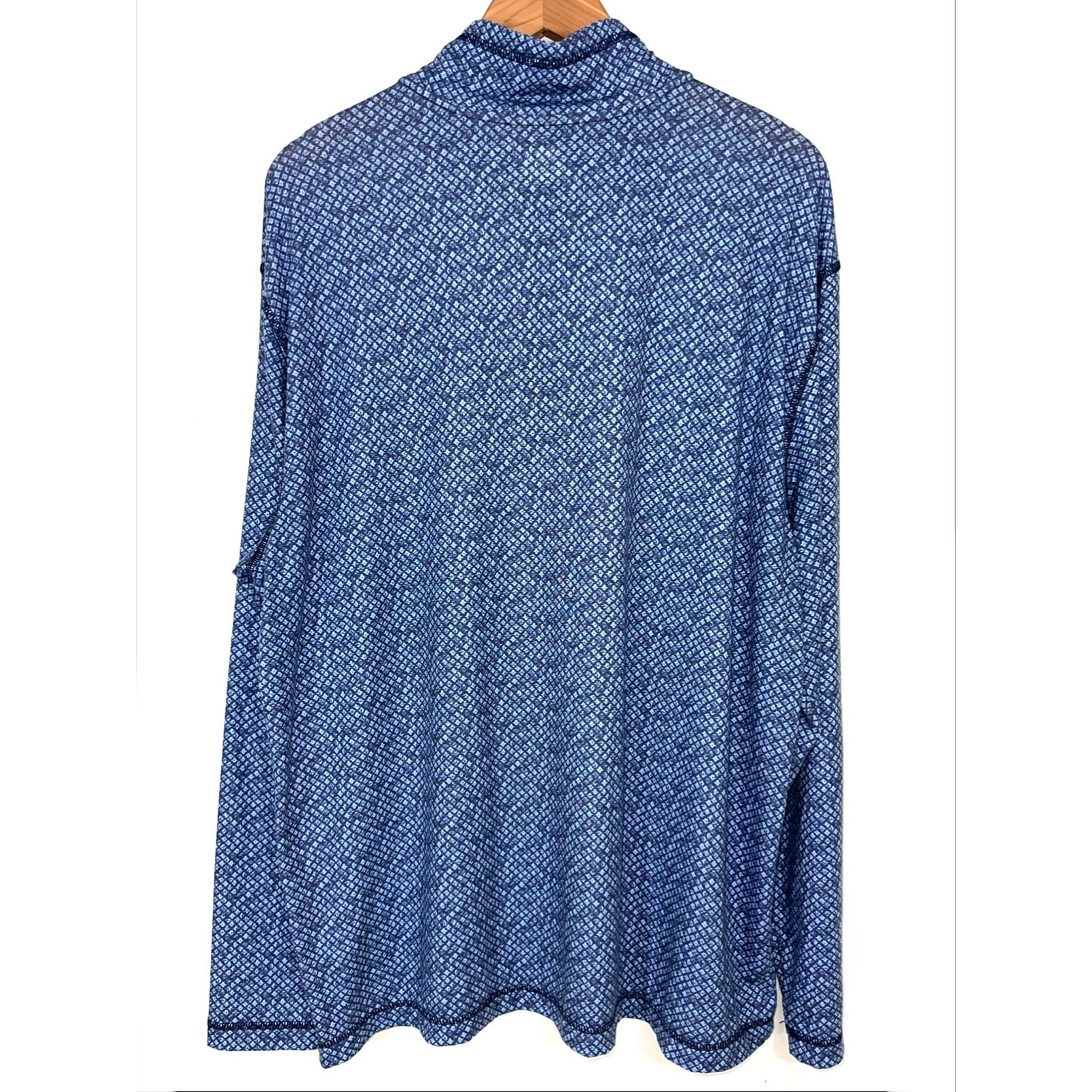 ROWM Mens Blue Pattern Lightweight Quarter 1/4 Zip Long Sleeve Pullover Shirt XL