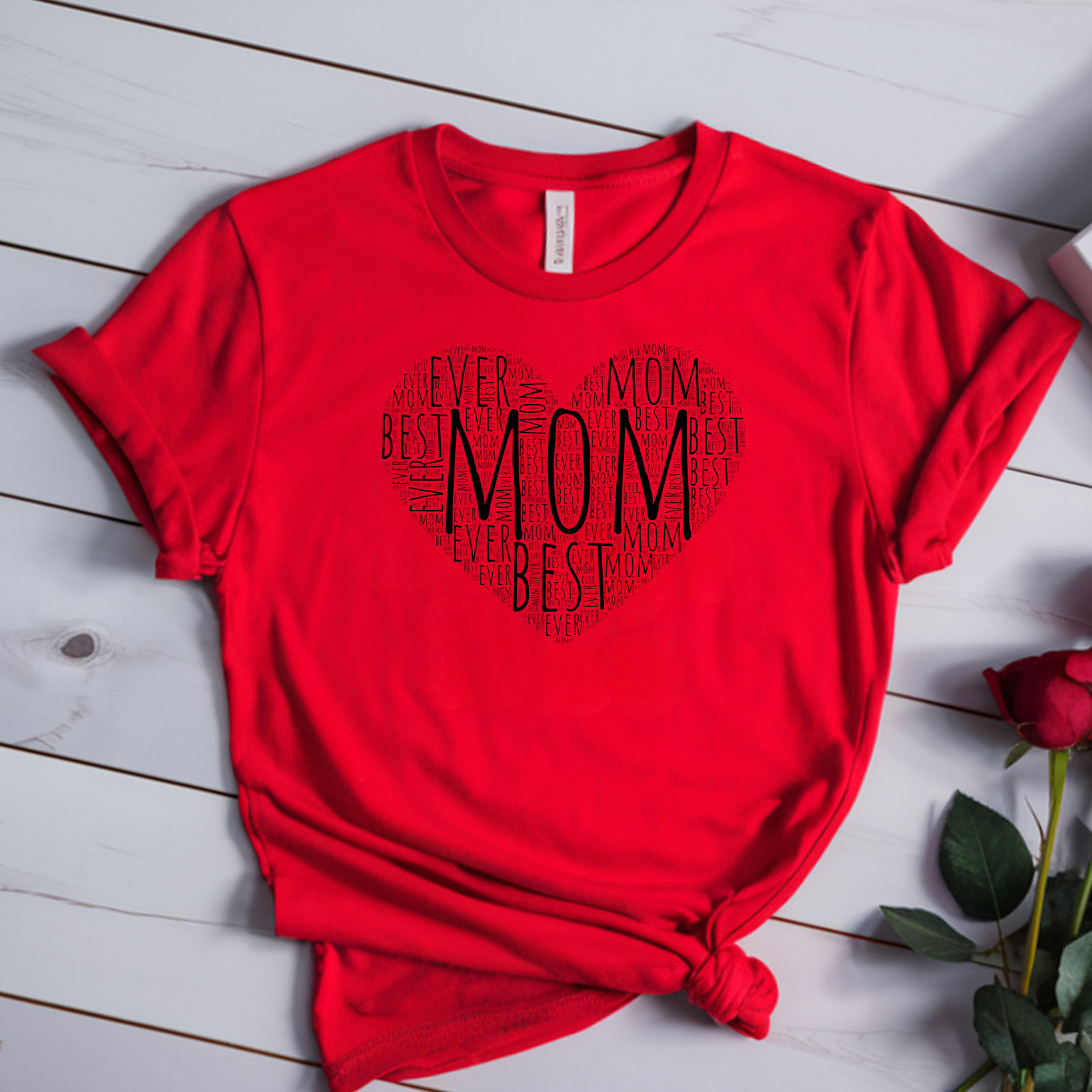 Women’s Best Mom Ever Heart! unisex T-shirt Cute Mother’s Day Gift Text Tee