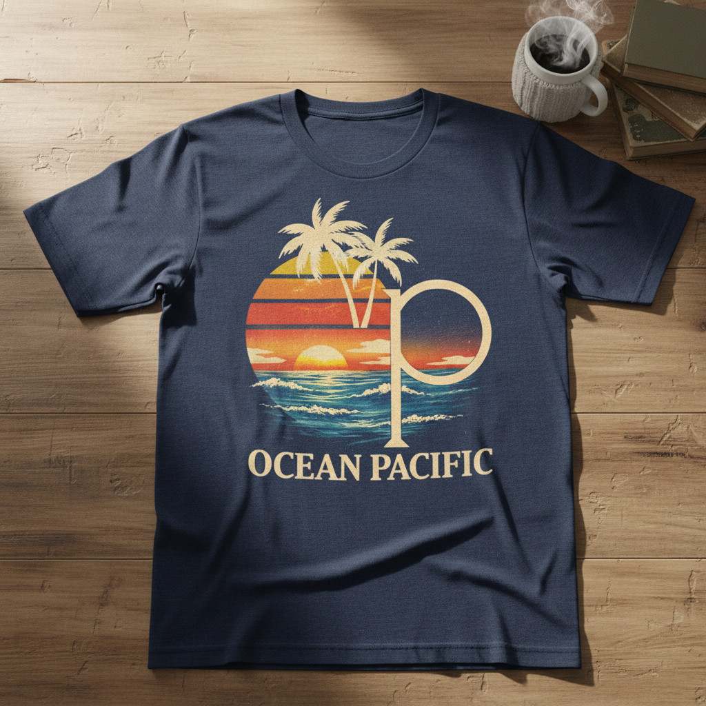 Ocean Pacific OP Surf Shirt, Vintage 80s Surf Tee, Retro Logo Graphic TA79