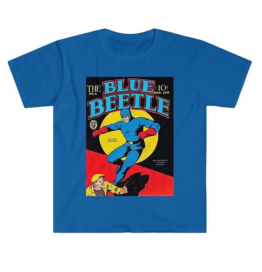 THE BLUE BEETLE vintage comic book t-shirt golden age retro superhero