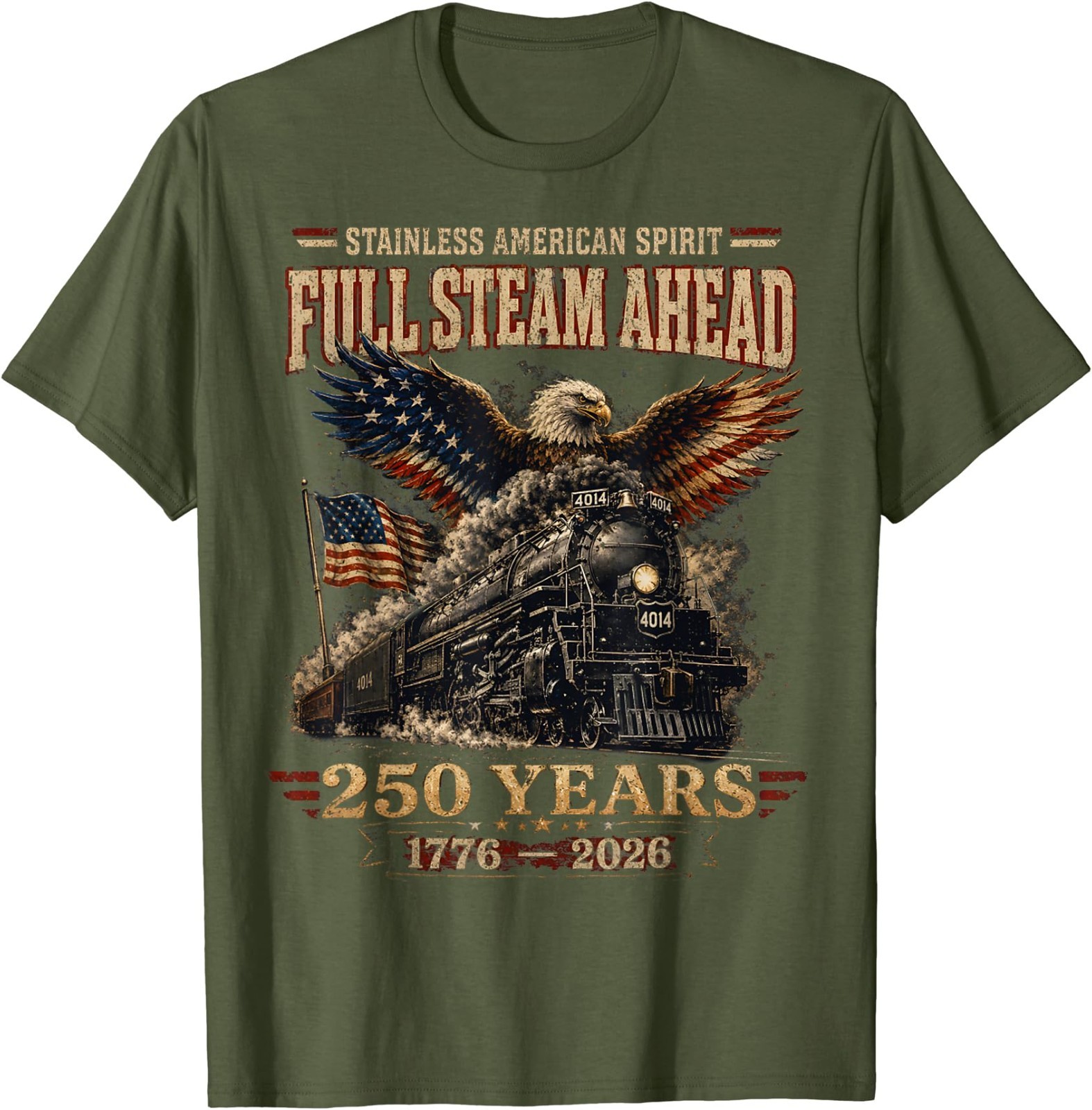 Big Boy 4014 Train USA 250th Anniversary Patriotic American Funny T-Shirt