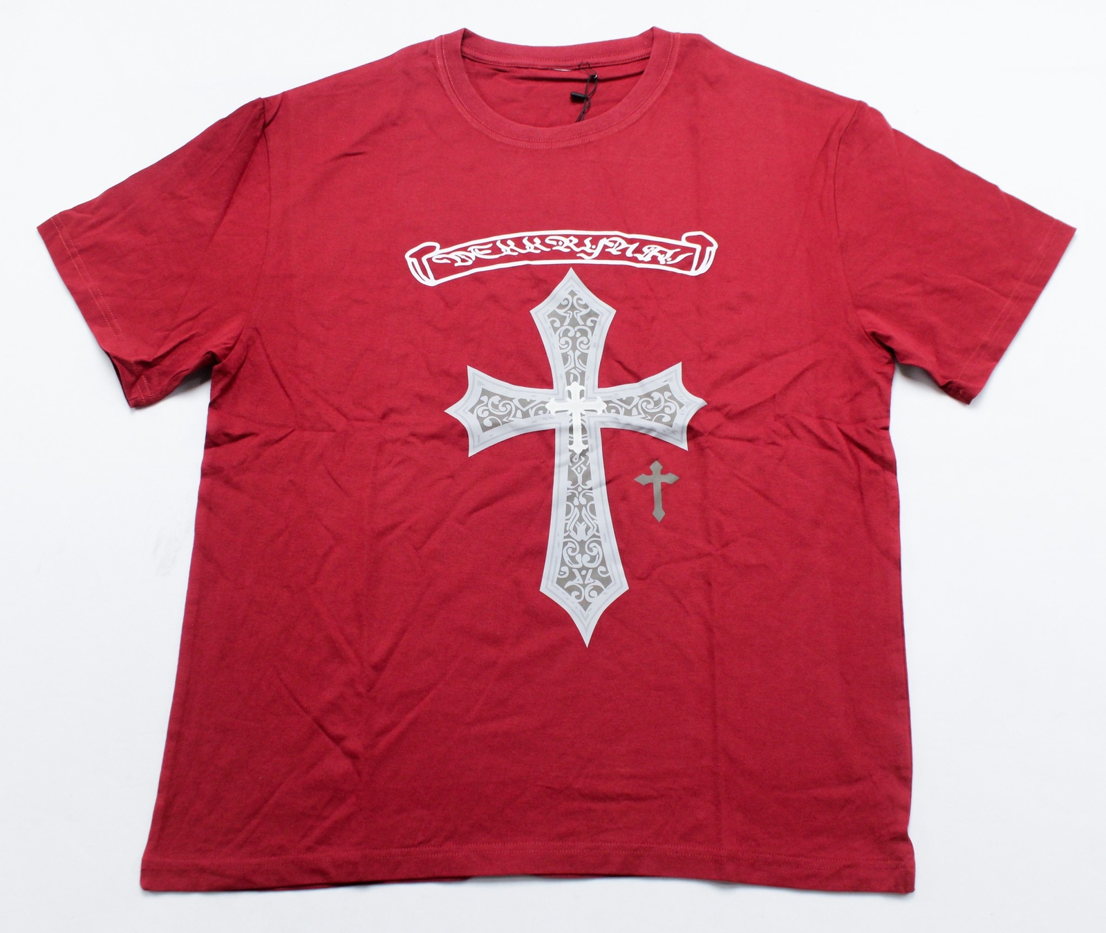 KCLOT Unisex American Cross Letter Print Short-Sleeve T-shirt CD4 Red Size XL