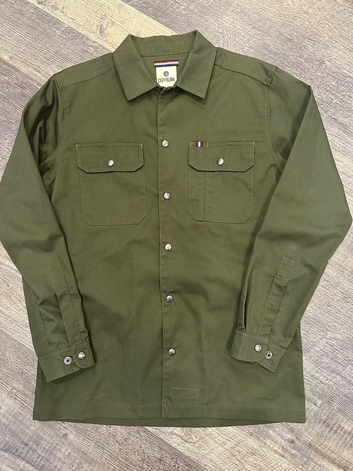 Devium Riveter Canvas/twill Snap Button Shirt, Mens Large, Army Green