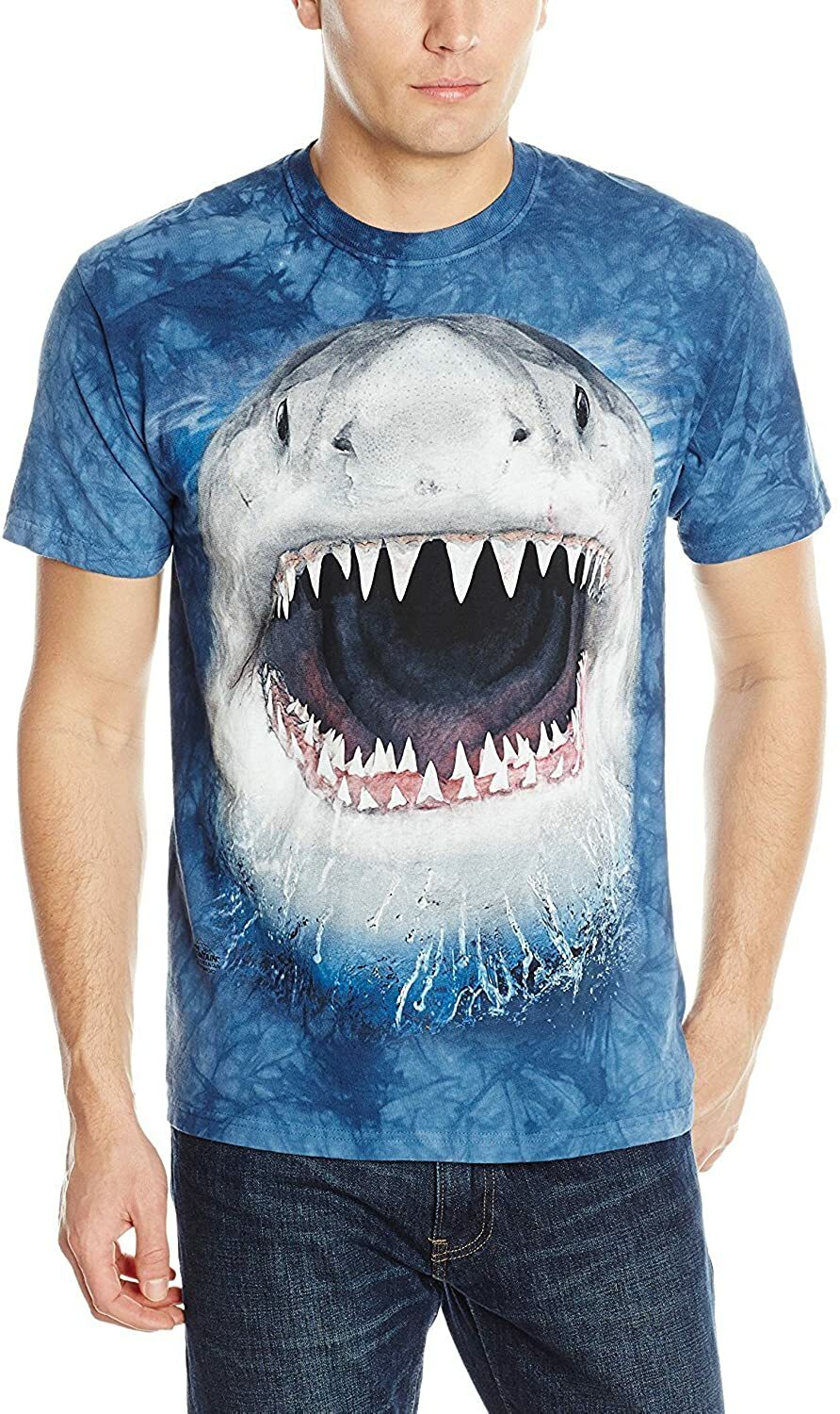 Wicked Nasty Shark Teeth Jaws Blue Aquatic Fish Tank The Mountain T-Shirt L-4X