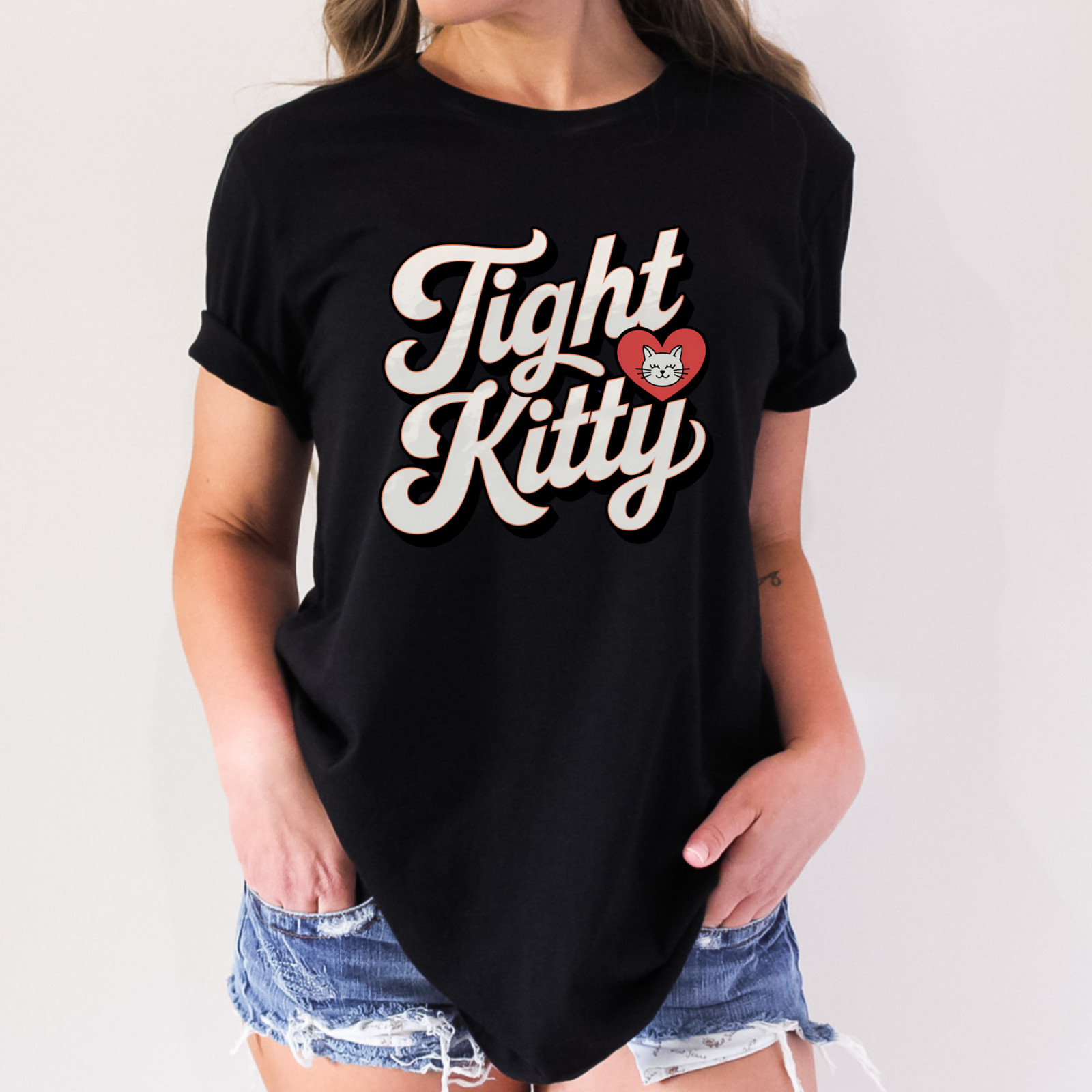 TIGHT KITTY FUNNY HUMOR ADULT NOVELTY TSHIRT