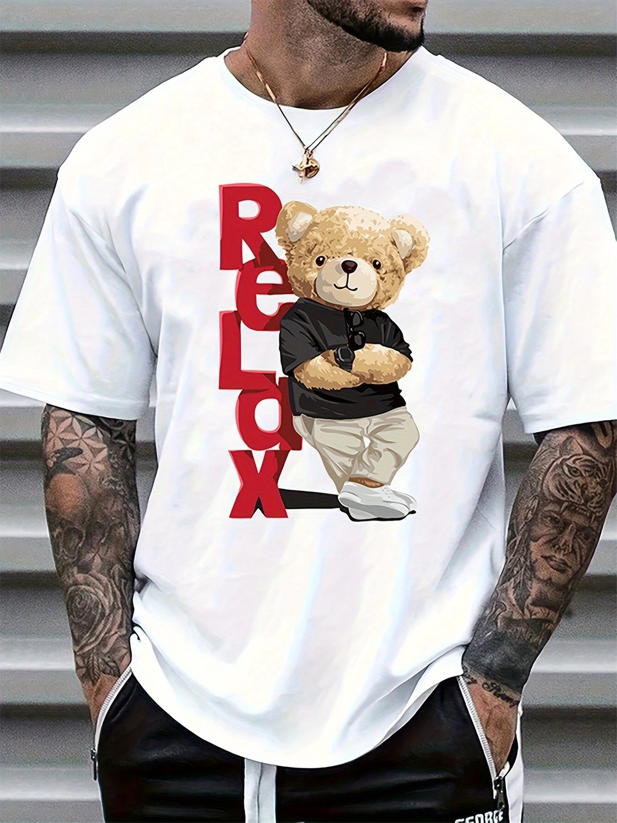 Funny Bear Graphic T-Shirt Cool Street Style Teddy Tee