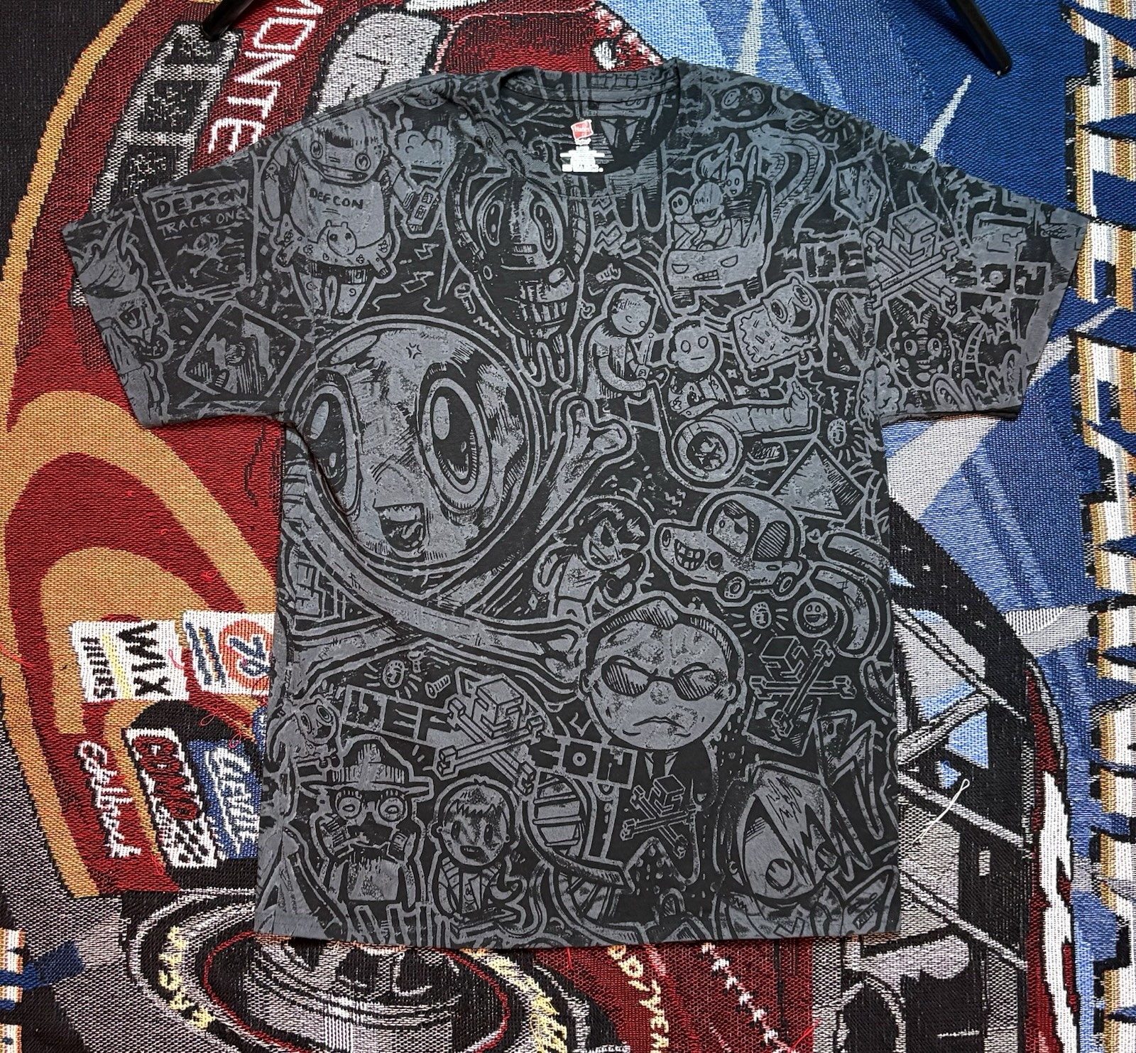Defcon AOP Shirt Hacker Convention Def Con All Over Print Men’s Large Logo Rare
