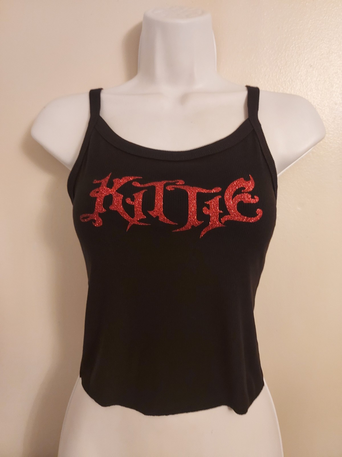 Kittie band Crop top Glitter kittie shirt kittie cropped Tank Top kittie Xs_2x