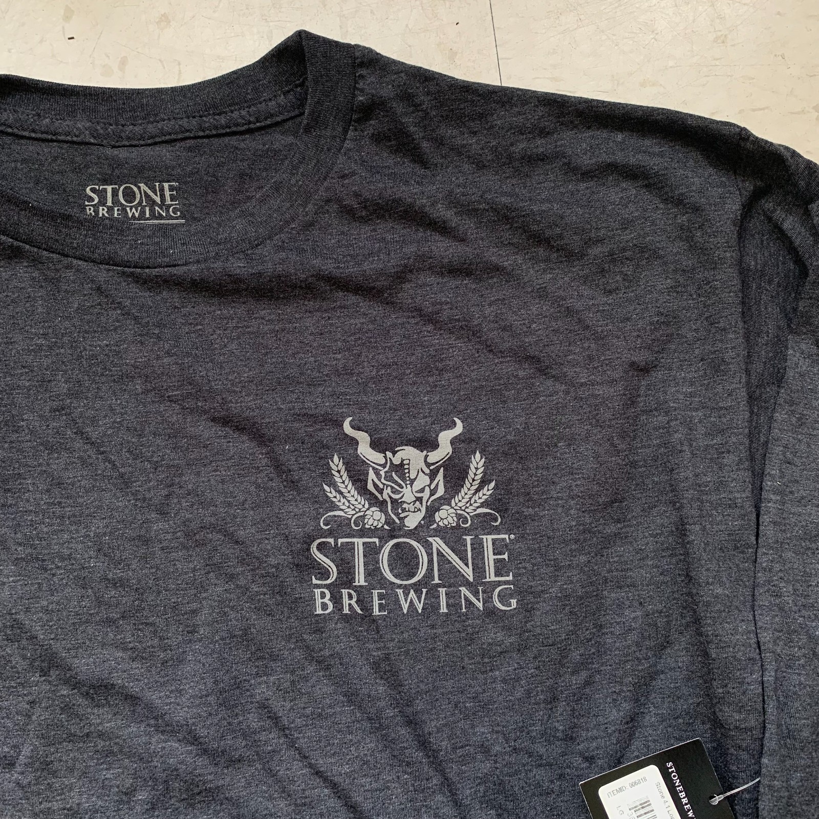NEW STONE BREWING Black Double Sided Long Sleeve LOGO Spellout T Shirt Pick Size