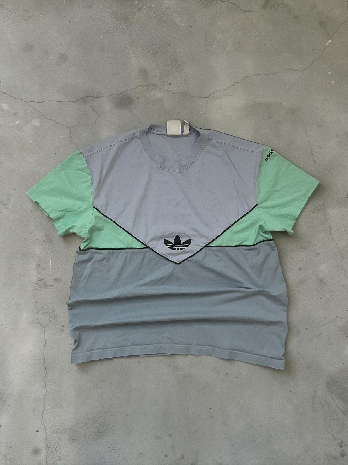 Adidas Adicolor Seasonal Archive Colorblock Trefoil T Shirt Gray Green