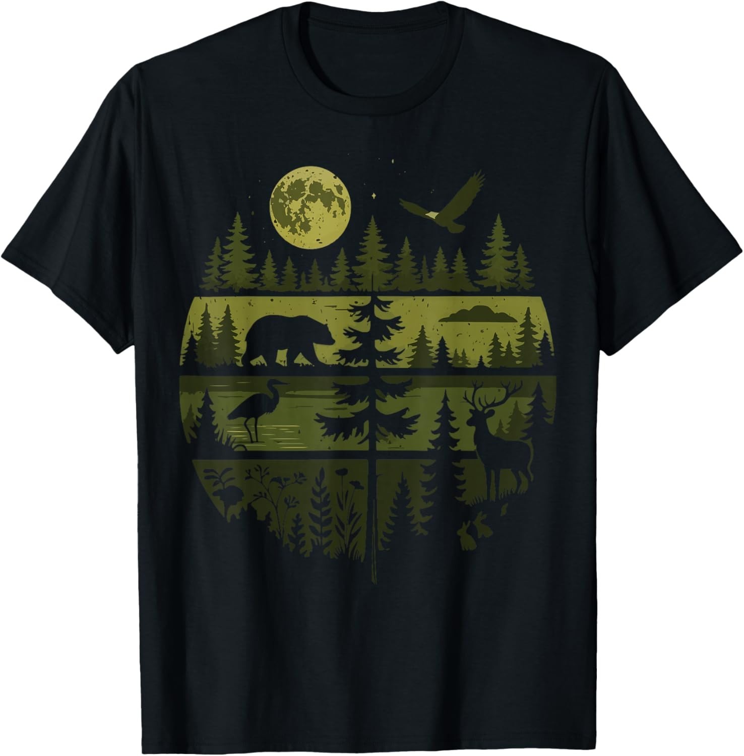 Forest Retro Nature Wildlife Outdoor T-Shirt unisex Tee