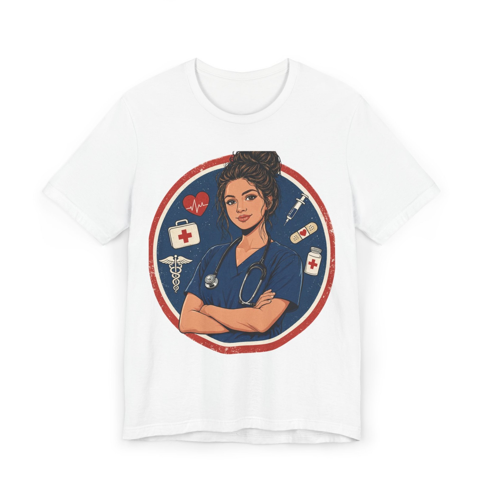 Nurse Badge RN T-Shirt Unisex Essential Healthcare Made in USA