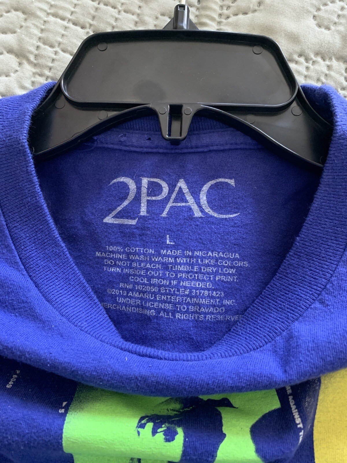 Tupac 29598 Men’s Purple “Me Against The World” Graphic Tee On 2Pac Label Sz L