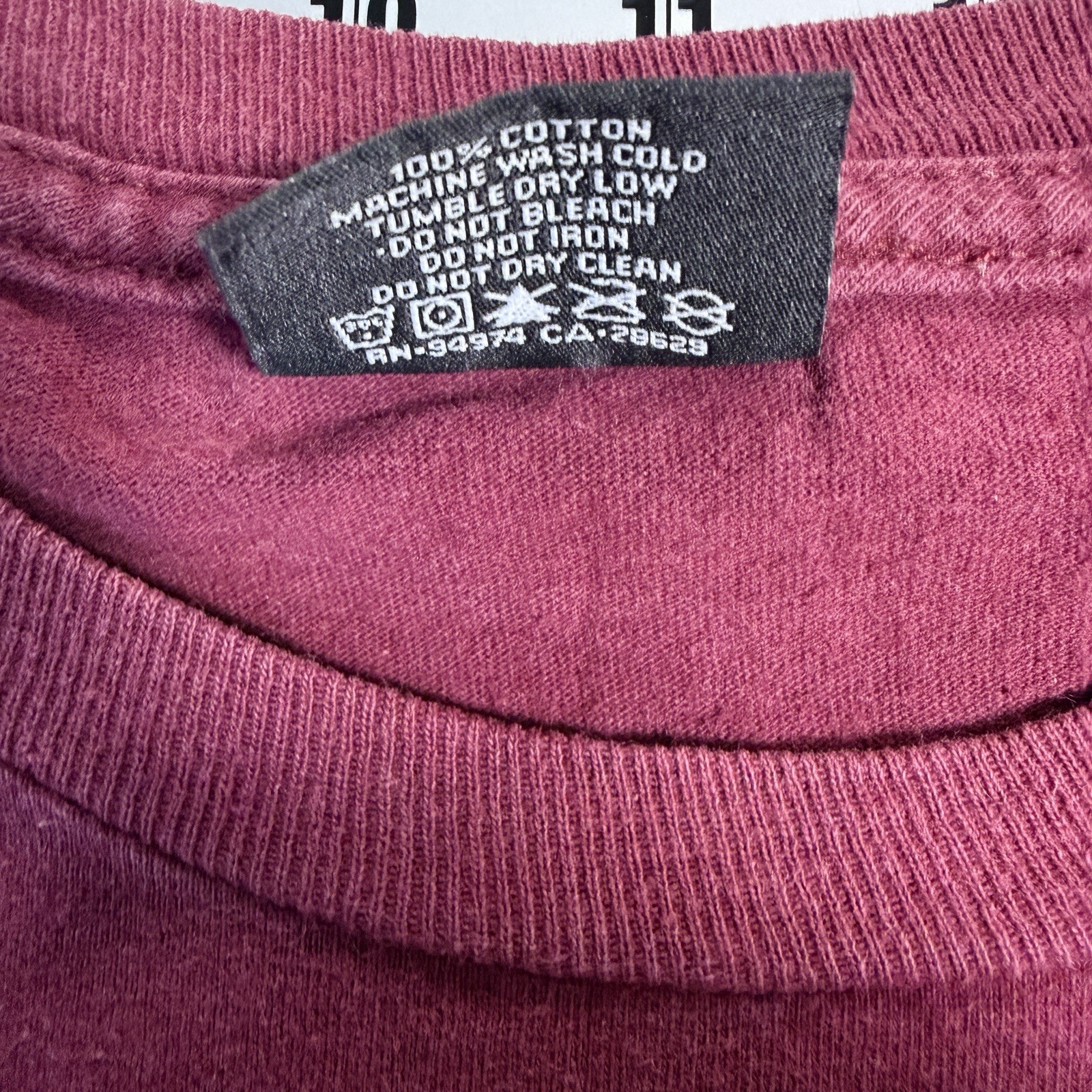 Stussy Men’s Burgundy Logo Crew Neck Short Sleeve Cotton Jersey T-Shirt L