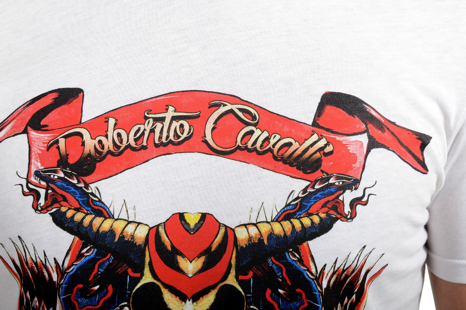 Roberto Cavalli Men’s White Graphic Print Crewneck T-Shirt US 2XL IT 56