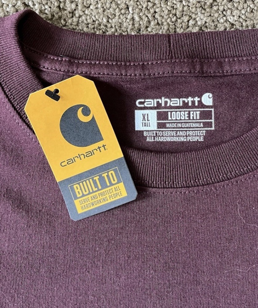 Carhartt Men’s Burgundy Loose Fit Pocket T-Shirt Size XL