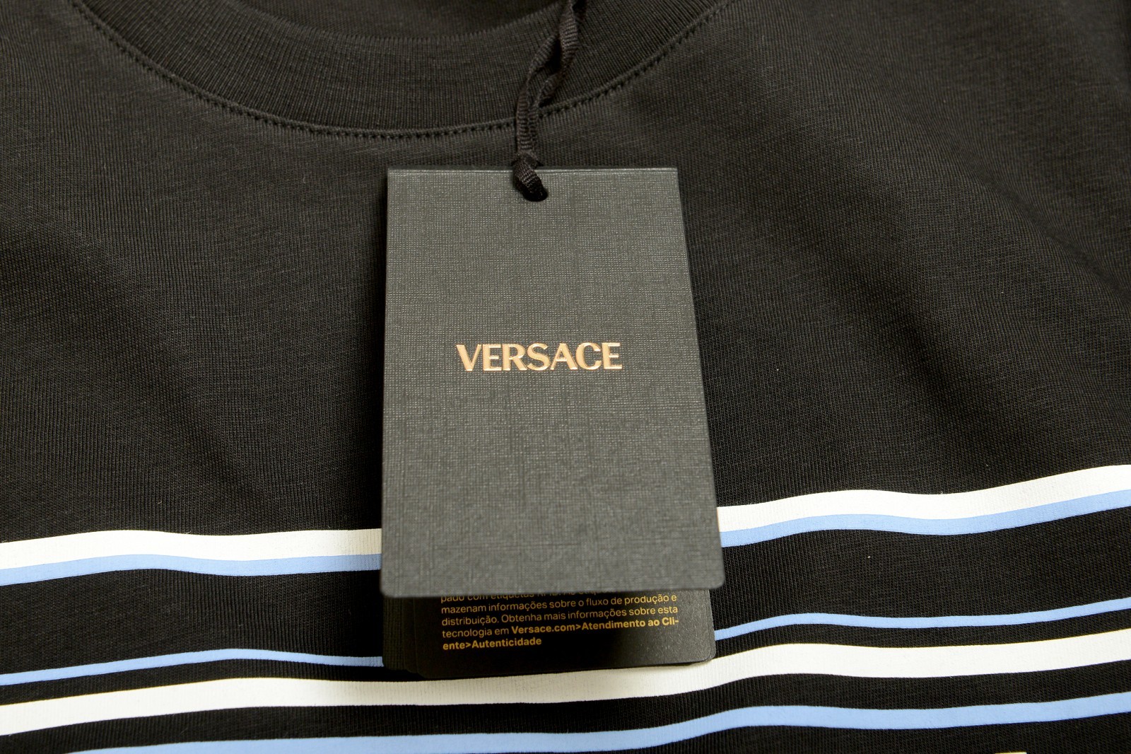 Versace Men’s Logo Print Black Crewneck Short Sleeve T-Shirt US 6XL IT 64